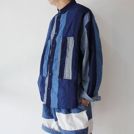 FUNSET OF ART ファンセットオブアート　インディゴパッチワークカバーシャツ　#インディゴ