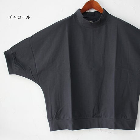 **またまた再入荷** Linenya リネンヤ　5分袖モックネックプルオーバー　#杢グレー、グレー、チャコール