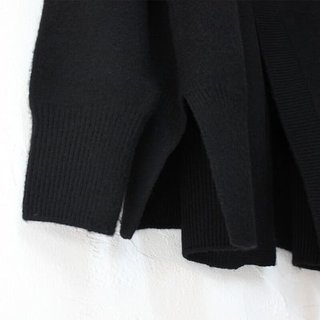 homspun ホームスパン　縮絨起毛ウールラグランカーデ　#TOPグレー、ブラック