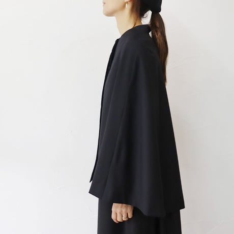 **再入荷** Linenya リネンヤ　ウールケープ　#ブラック　【送料無料】