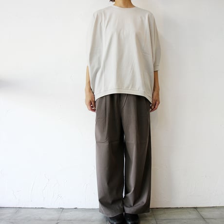 TRAVAIL MANUEL トラバイユマニュアル　レーヨンリネンストレッチ2タックワイドパンツ　#モカ、セージ