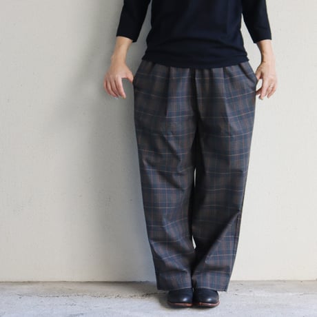 TRAVAIL MANUEL トラバイユマニュアル　ウェザーチェックプランパンツ　#ベージュ、ブラウン