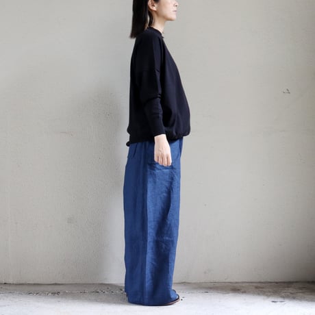 MAGALI マガリ　インディゴリネンロングパンツ　#ネイビー　【送料無料】