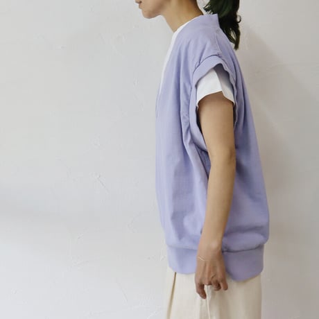 ARTE POVERA アルテポーヴェラ　製品染め16/-ムライト天竺Vネックベスト　#黒、レモン、ラベンダー
