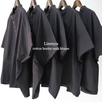 **またまたまた再入荷**Linenya リネンヤ　コットンヘンリーネックブラウス　#アイボリー、ベージュ、ネイビー、ブラック　【送料無料】