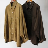 ARTE POVERA アルテポーヴェラ　コットンリネンへリンボン裏毛ボックスシャツ　#キャラメル、ブラウン 【送料無料】