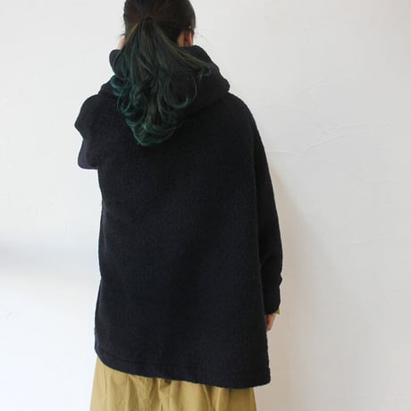 maomade マオメイド　ウール混圧縮フリースBIGBIGフード付きプルオーバー　#ネイビー　【送料無料】