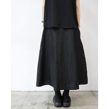 **再入荷** homspun ホームスパン　C/Lシャンブレーフレアースカート　#ブラック　【送料無料】