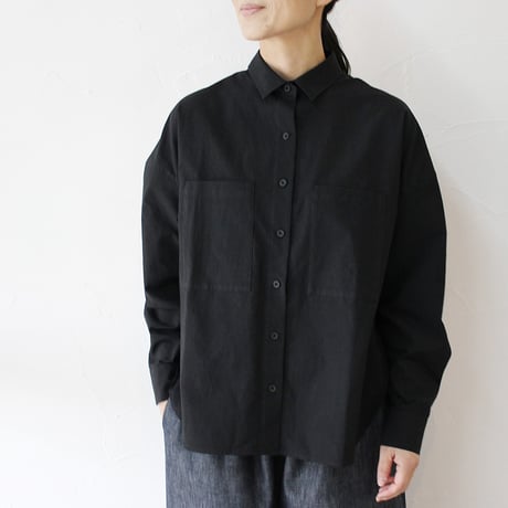 **再入荷** LinenYa リネンヤ　コットンブロードスモールカラーブラウス(ショート）　#ホワイト、ブラック