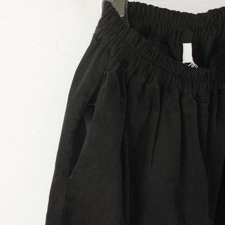 **再入荷** homspun ホームスパン　細コールギャザーパンツ　#ブラック　【送料無料】