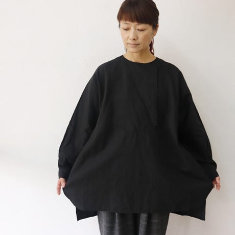 homspun ホームスパン　C/Lマットプルオーバーブラウス　#サラシ、ラベンダー、ブラック　【送料無料】