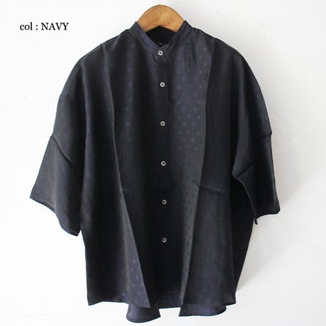 **再入荷** TRAVAIL MANUEL トラバイユマニュアル　キュプラドットバンドカラーシャツ　#ネイビー、ブラック