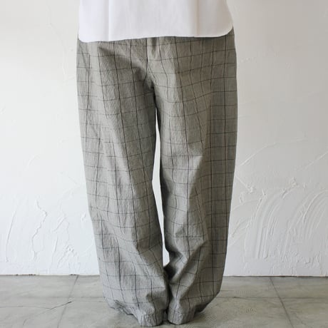 **またまたまた再入荷** TRAVAIL MANUEL トラバイユマニュアル　綿麻チェックバームパンツ #グレー　【送料無料】