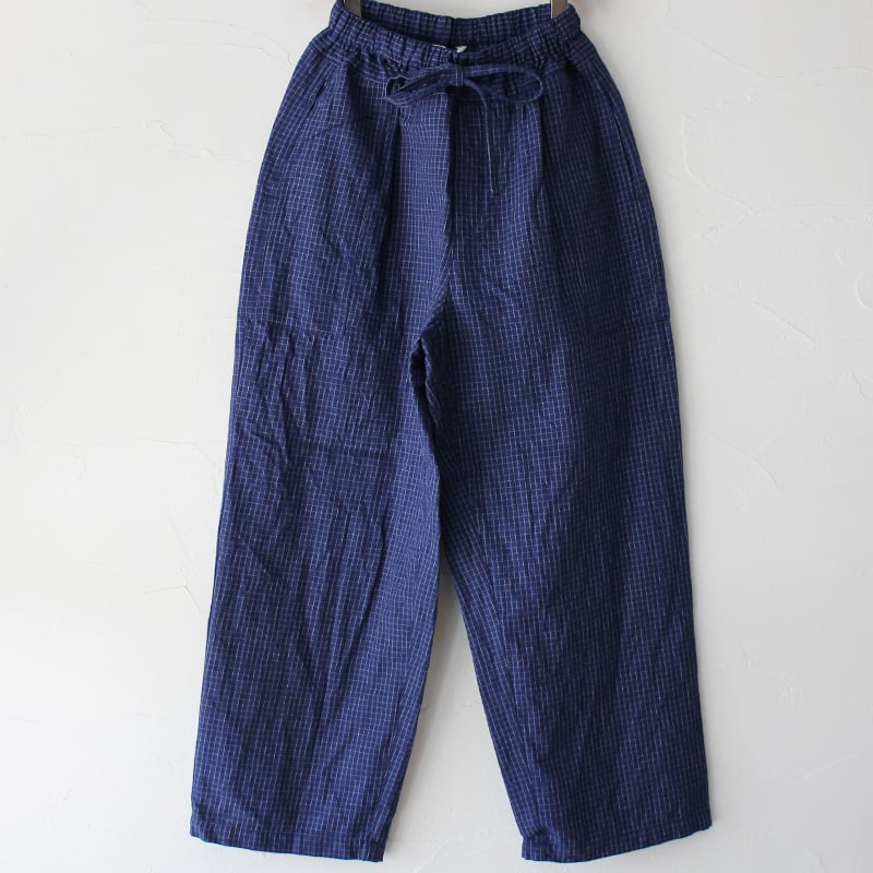 homspun/ホームスパン【定価2万】コットンキャバアンクルパンツ homspun(ホームスパン) ギンガム&無地ギャザーパンツ(242-3388