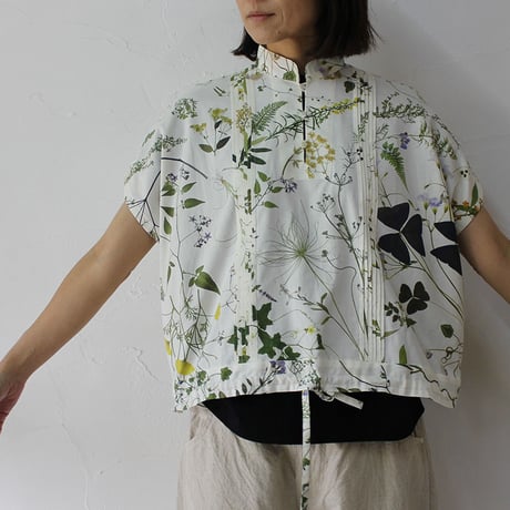 ASEEDONCLOUD アシードンクラウド　weeds print working blouse　♯オフ白　【送料無料】