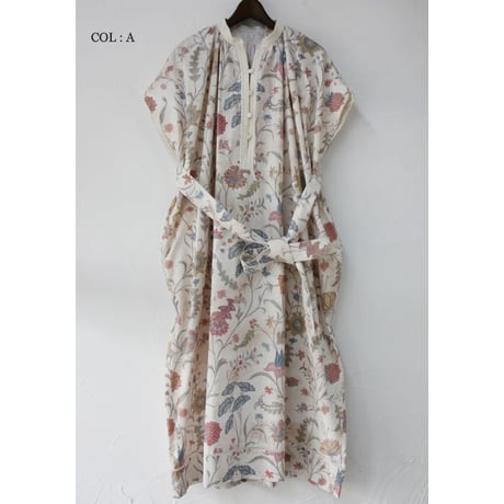 ASEEDONCLOUD アシードンクラウド　Antique flower print Jiyusou smock dress #ナチュラル【送料無料】