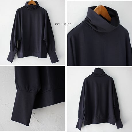 **ベージュ、オールドブルーのみ再入荷** Linenya リネンヤ　コットンシルクハイネックプルオーバー　#ブラック、ネイビー、ベージュ、オールドブルー　【送料無料】