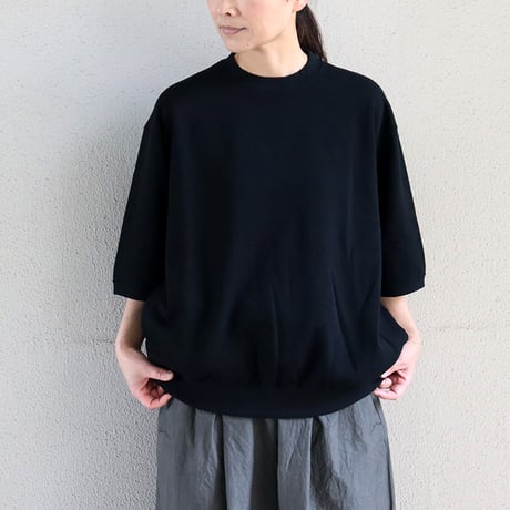 amne アンヌ　MINI TERRY half sleeve crew ミニテリー半袖クルーネック　#ブラック