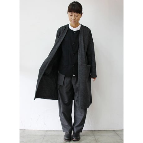 **ブラウンのみですが再入荷** TRAVAIL MANUEL トラバイユマニュアル　トップウール天竺ロングカーデ　♯チャコールグレー、ブラウン、ネイビー　【送料無料】