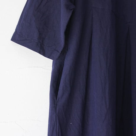 homspun ホームスパン　C/Lウェザーヨーク切替七分袖ワンピース　#ネイビー、ブラック