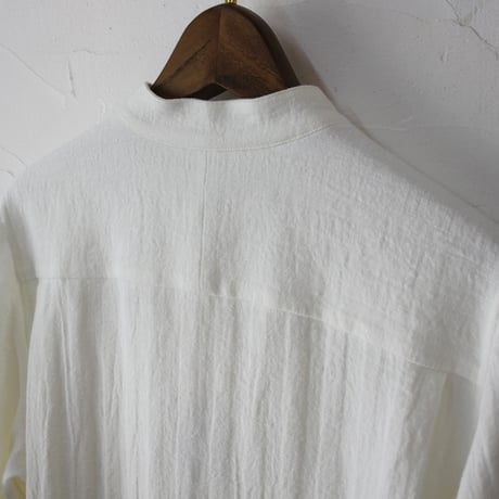 atelier naruse アトリエナルセ　linen tweed band-collar shirt　リネンツイードバンドカラーシャツ