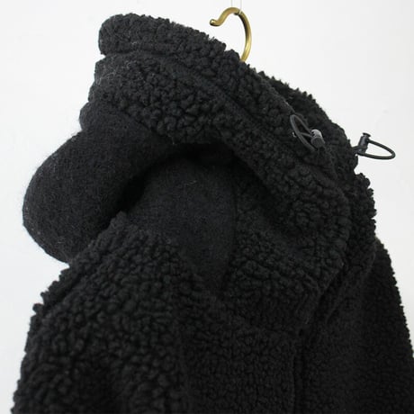 maomade マオメイド　シープボアｘ圧縮ウールフードジャケット　#オフ白ｘカーキ、ブラックｘブラック