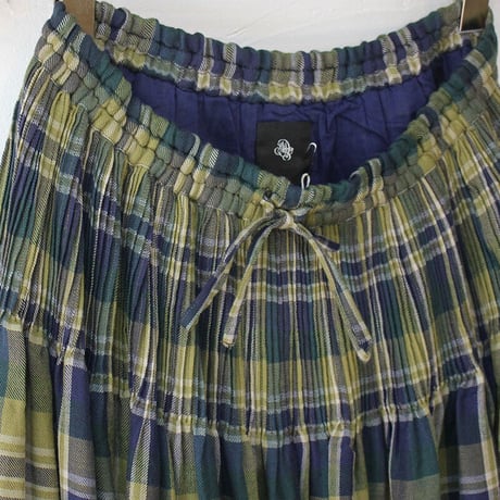 maison de soil メゾンドソイル　WOOL COTTON TWILL WEAVE CHECK MINI PINTUCK FLARED SKIRT　綿ウールチェックピンタックスカート