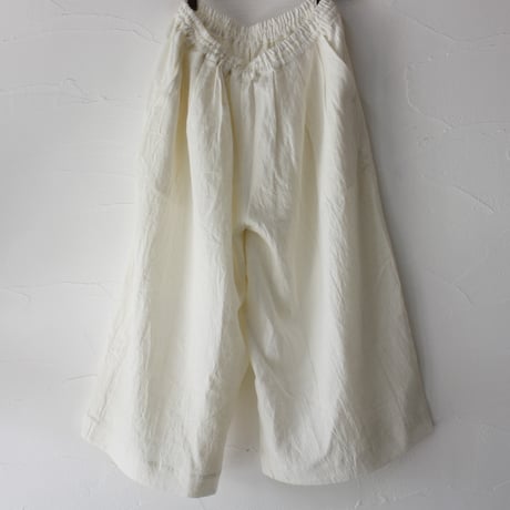 **またまた再入荷** LinenYa リネンヤ　リネンワイドキュロットパンツ　#ホワイト【送料無料】