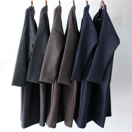 **ブラウンのみですが再入荷** TRAVAIL MANUEL トラバイユマニュアル　トップウール天竺ロングカーデ　♯チャコールグレー、ブラウン、ネイビー　【送料無料】