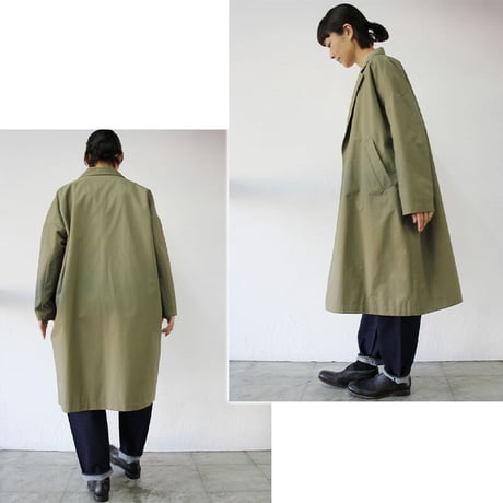 **2021s/s新作アイテム**　TRAVAIL MANUEL トラバイユマニュアル　コットンナイロンツイルオーバーコート　#ブラック、カーキ【送料無料】