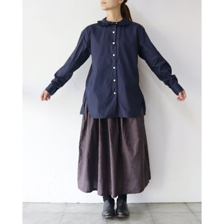 **再入荷** homspun ホームスパン　キャラコ小花プリントギャザースカート　#グリーン、ネイビー　【送料無料】