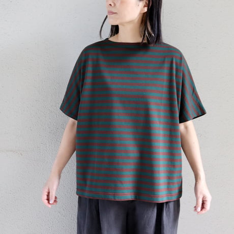 homspun ホームスパン　30/1ボーダー天竺半袖プルオーバー