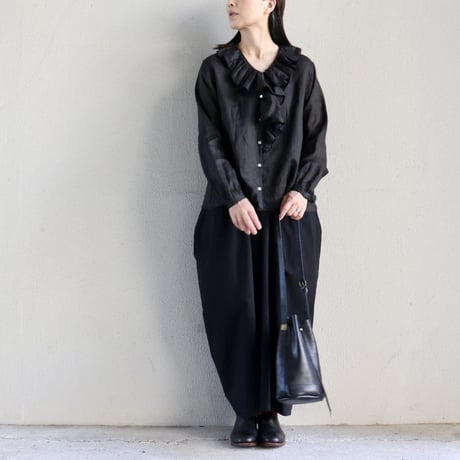 **ブラック再入荷** atelier naruse アトリエナルセ　cotton high twist poplin gaucho pants　コットンハイツイストポプリンガウチョパンツ