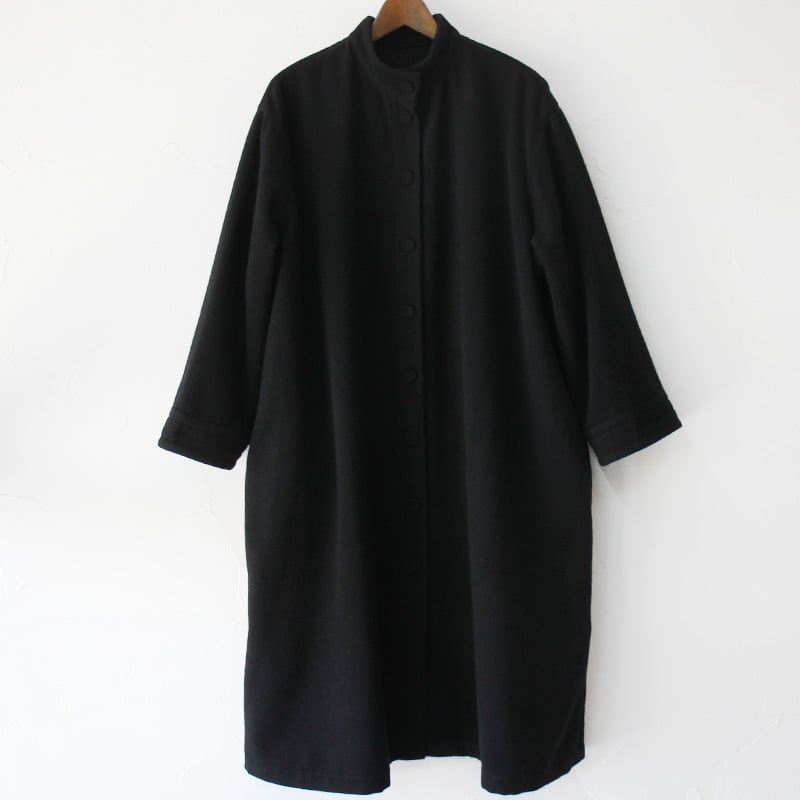 LinenYa リネンヤ スタンドカラーコート #ウールブラック、ウール