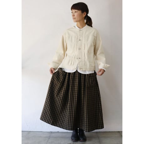 **再入荷** atelier naruse アトリエナルセ cotton denim no collar jacket コットンデニム ノーカラージャケット #インディゴ、生成り