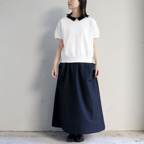 MAGALI マガリ　ループバックコットンオーガンジー襟カットソー　#アイボリー、ブラック