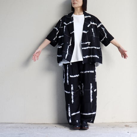 ARTE POVERA アルテポーヴェラ　スーピマローンしぼり染めシャツジャケット　#ブラックMIX