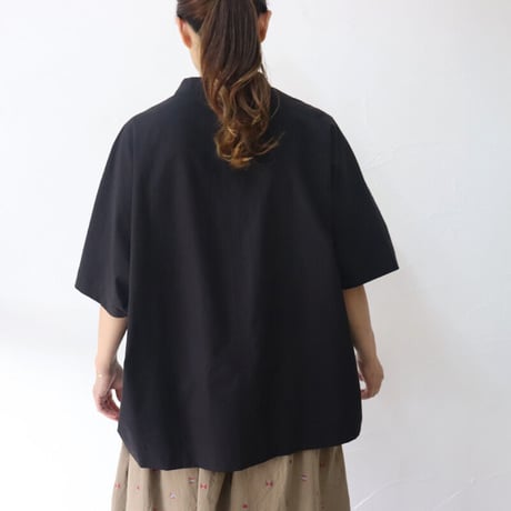 **またまたまた再入荷**Linenya リネンヤ　コットンヘンリーネックブラウス　#アイボリー、ベージュ、ネイビー、ブラック　【送料無料】