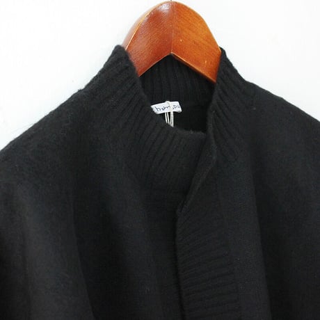 homspun ホームスパン　縮絨起毛ウールショートカーデ　#TOPグレー、ブラック