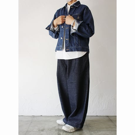 **再入荷** atelier naruse アトリエナルセ　コットンデニムタックパンツ　cotton denim tuck pants　#インディゴ