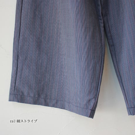 homspun ホームスパン　ワイドギャザーパンツ　#細ストライプ、太ストライプ