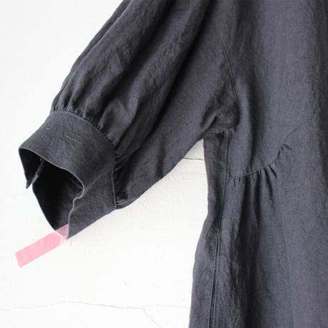 **またまたまた再入荷** LinenYa リネンヤ　リネンスタンドカラーワンピース　#ブラック、ネイビー、ベージュ、チャコール　【送料無料】