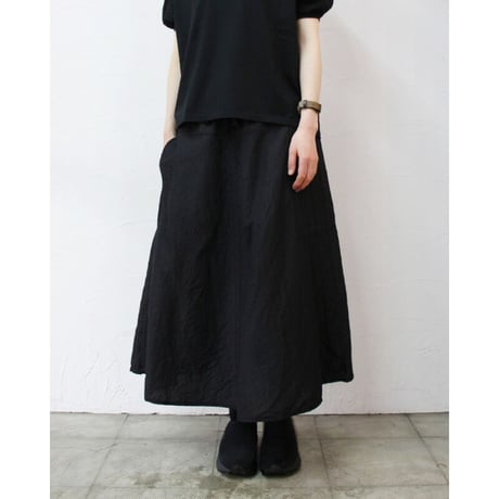**再入荷** homspun ホームスパン　C/Lシャンブレーフレアースカート　#ブラック　【送料無料】