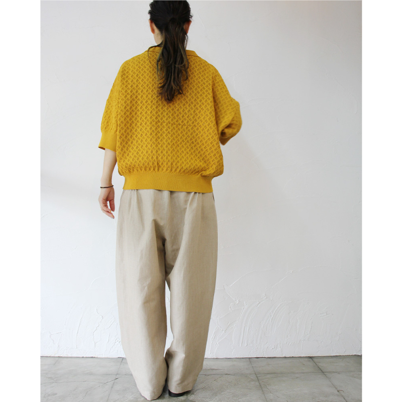 アトリエナルセ／コットン 襟付き レトロ ニット プルオーバー atelier naruse｜コットン 襟付き レトロ ニット プルオーバー