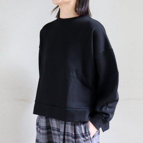 TRAVAIL MANUEL トラバイユマニュアル　リブニットボリュームスリーブプルオーバー　#ブラック