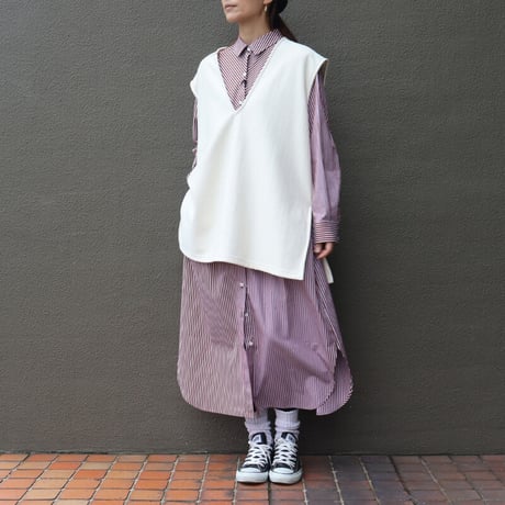 ARTE POVERA アルテポーヴェラ　ハードインレイVネックチュニック　#生成り、黒