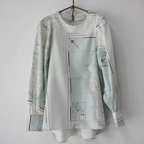 ASEEDONCLOUD アシードンクラウド　Hiraeth map print Zephyros scarf tunic #Pale blue 【送料無料】