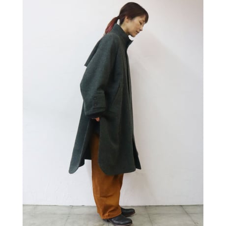 ASEEDONCLOUD アシードンクラウド　Hiraeth wool herringbone  tent gown #Blue green 【送料無料】