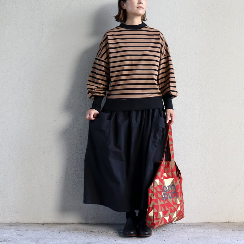 MAGALI マガリ ハイゲージコットンバスクボーダーカットソー #モカ