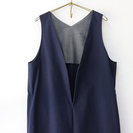 **またまたまた再入荷**Linenya リネンヤ　コットンVネックサロペット　#ネイビー、チャコール、ブラック
